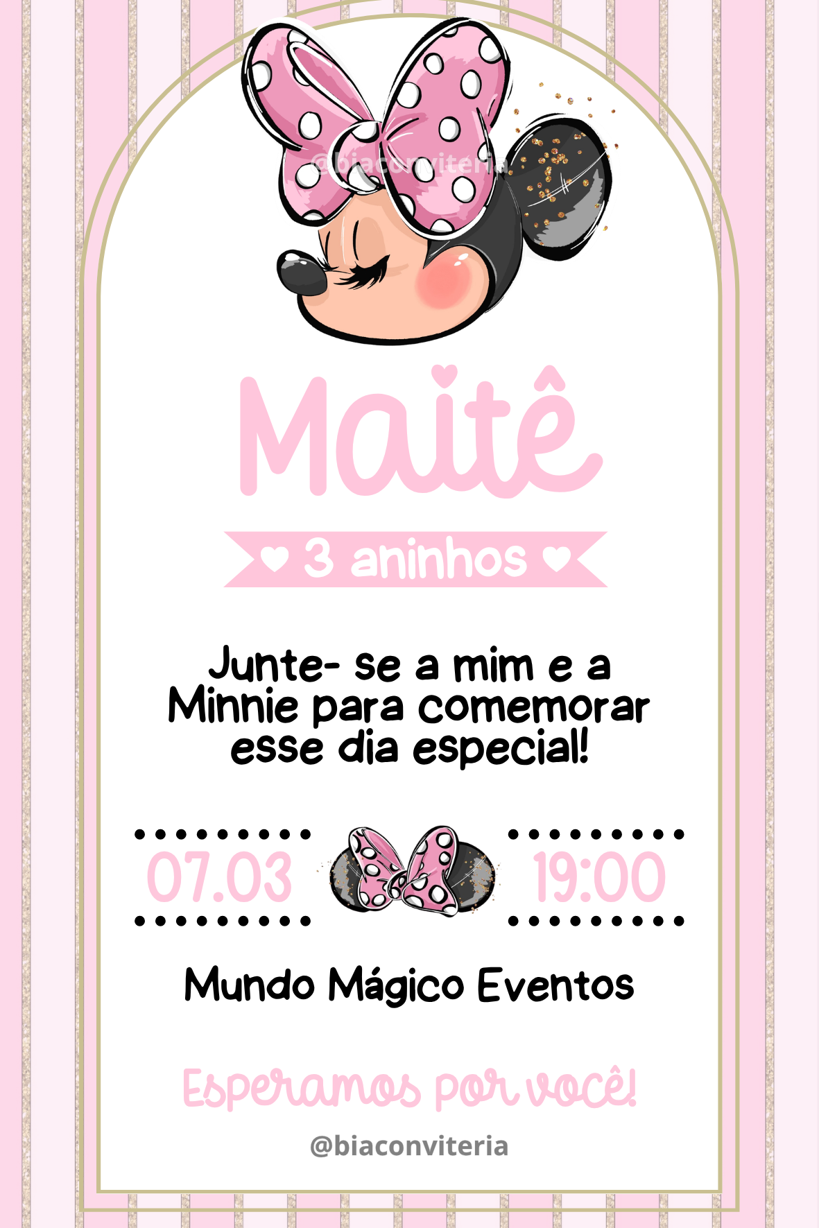 Convite Tradicional - Minnie rosa 4